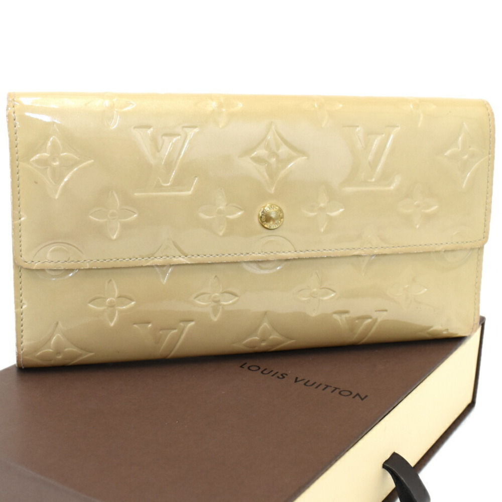 Louis Vuitton Porte Tresor Wallet International Vernis Leather Beige